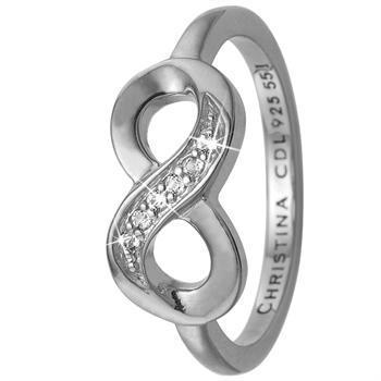Christina Collect sterling silver Eternity delicious silver ring with eternity sign and 6 pcs genuine white topazes, ring sizes from 49-61
